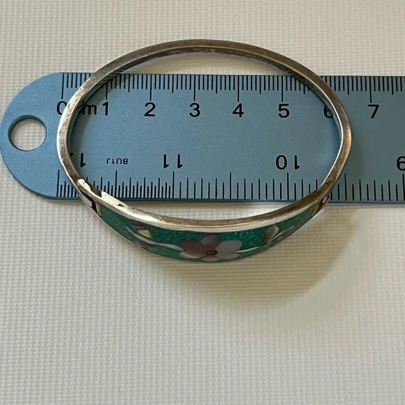 Taxco México Beautiful Vintage Flower Inlay Bracelet - Picture 2 of 7